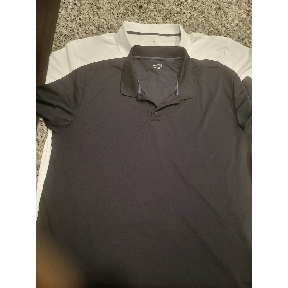 BCG Mens 3XL Performance Polo Shirt Lot 2 Pack Black White Short Sleeve Athletic